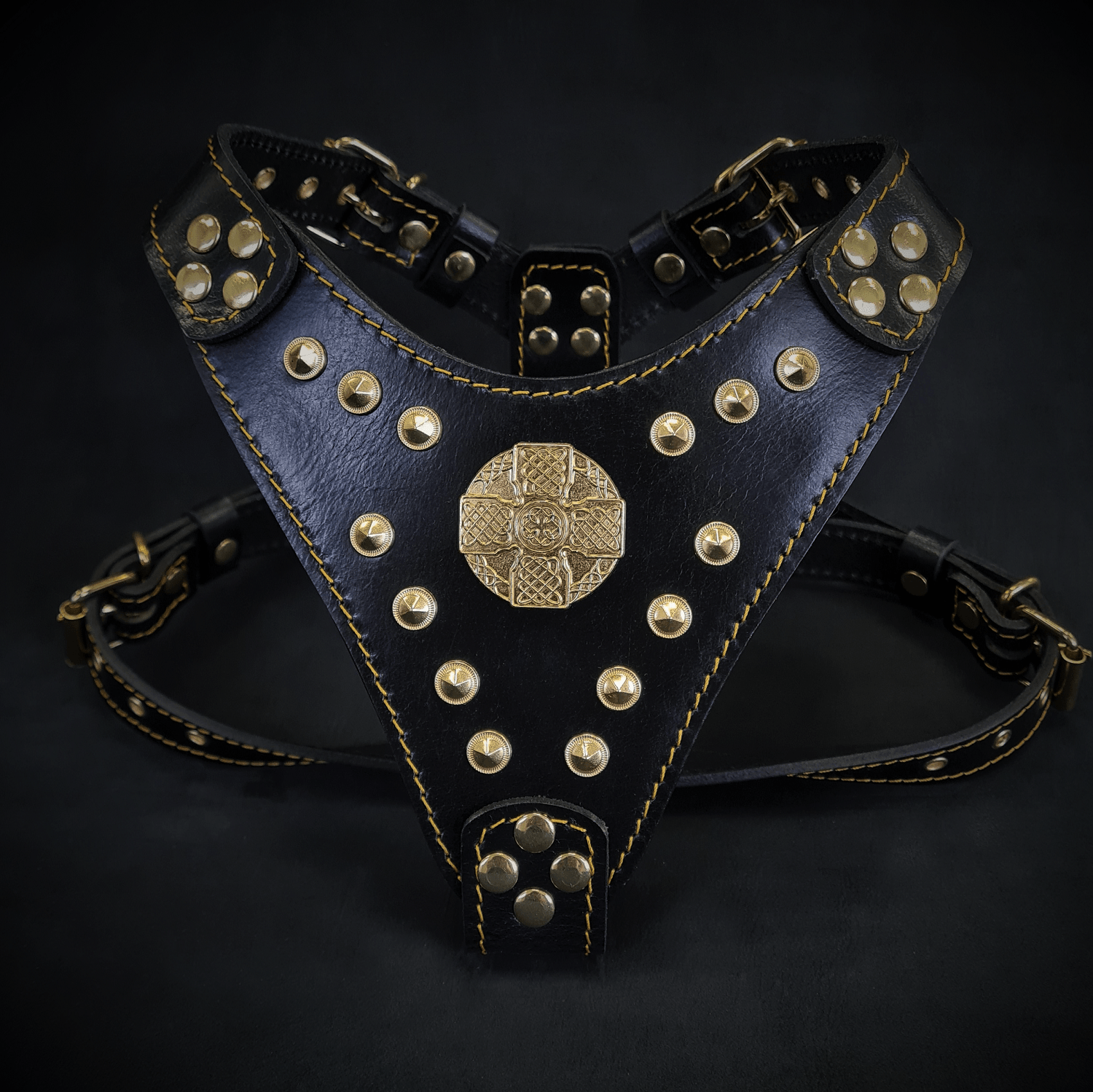 The ''Maximus'' harness Black & Gold  Small to Medium Size - Tampa Home & Garden Store