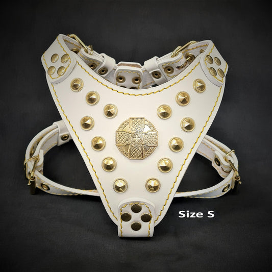 The ''Maximus'' harness White & Gold Small to Medium Size - Tampa Home & Garden Store