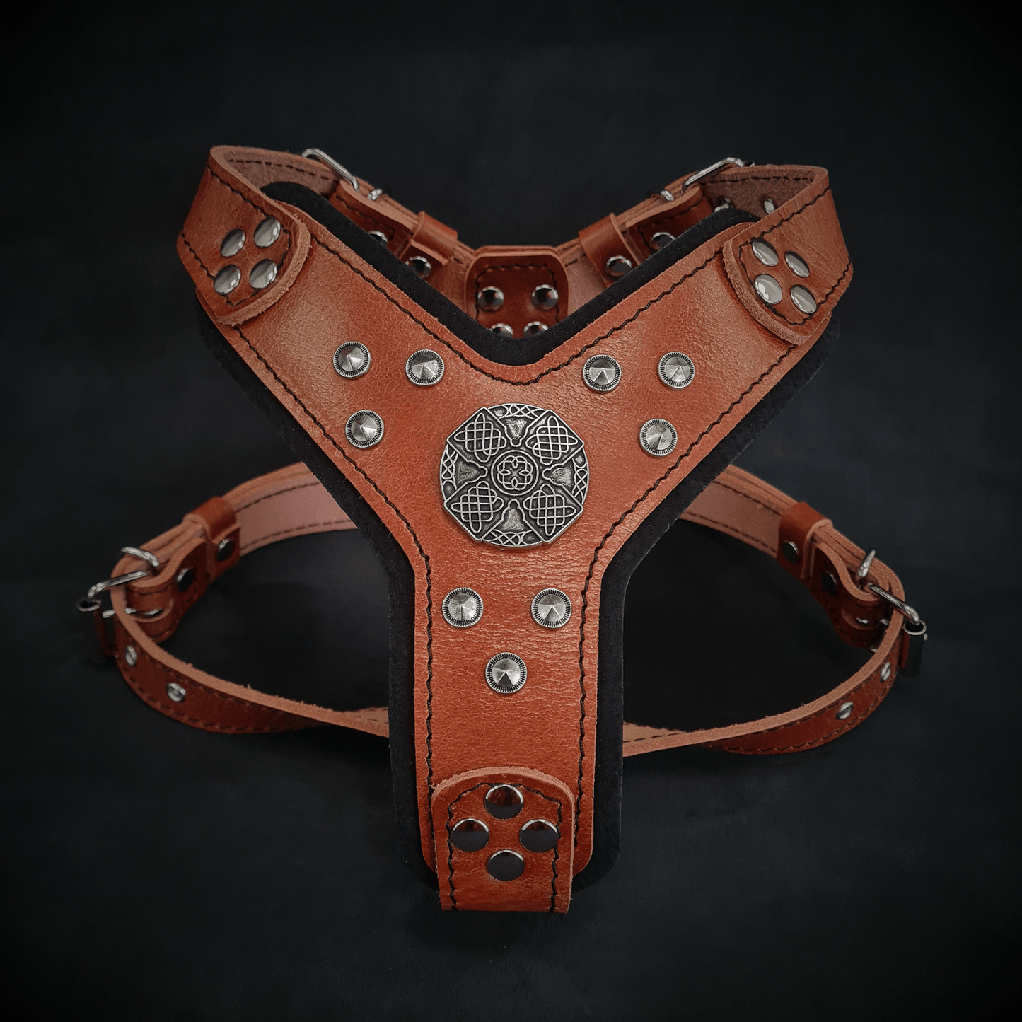 The ''Maximus'' harness brown & silver Small to Medium Size - Tampa Home & Garden Store