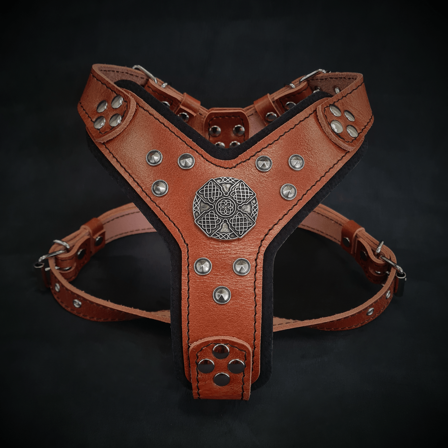 The ''Maximus'' harness brown & silver Small to Medium Size - Tampa Home & Garden Store