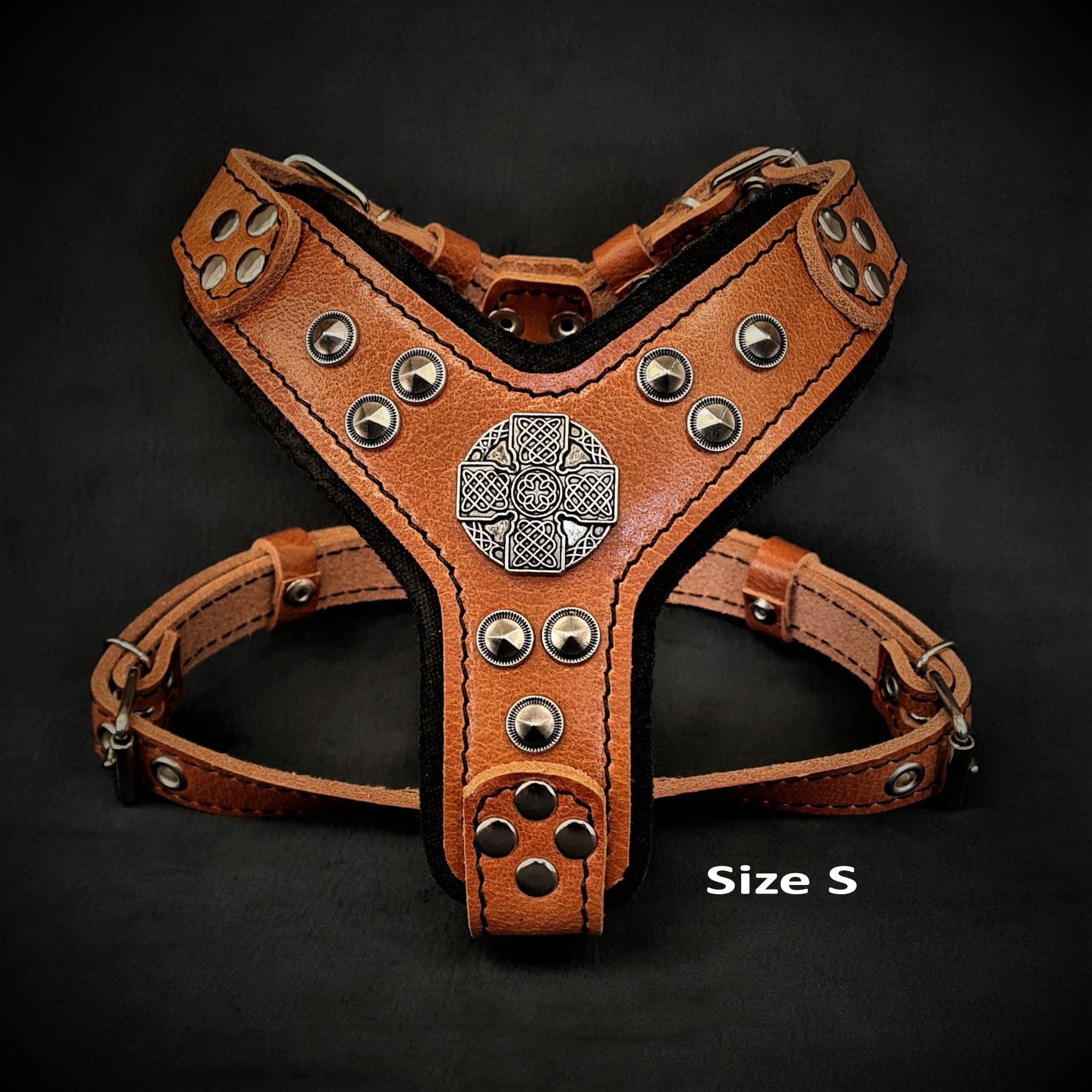 The ''Maximus'' harness brown & silver Small to Medium Size - Tampa Home & Garden Store