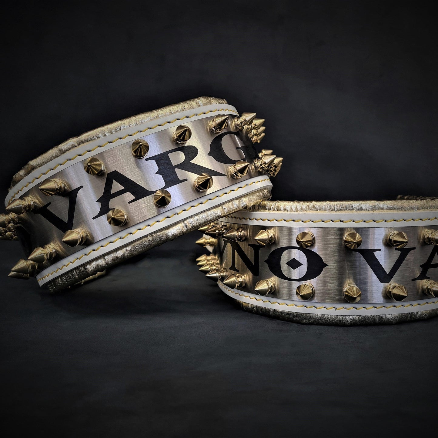 The "Metal" collar White & Gold- personalized! - Tampa Home & Garden Store