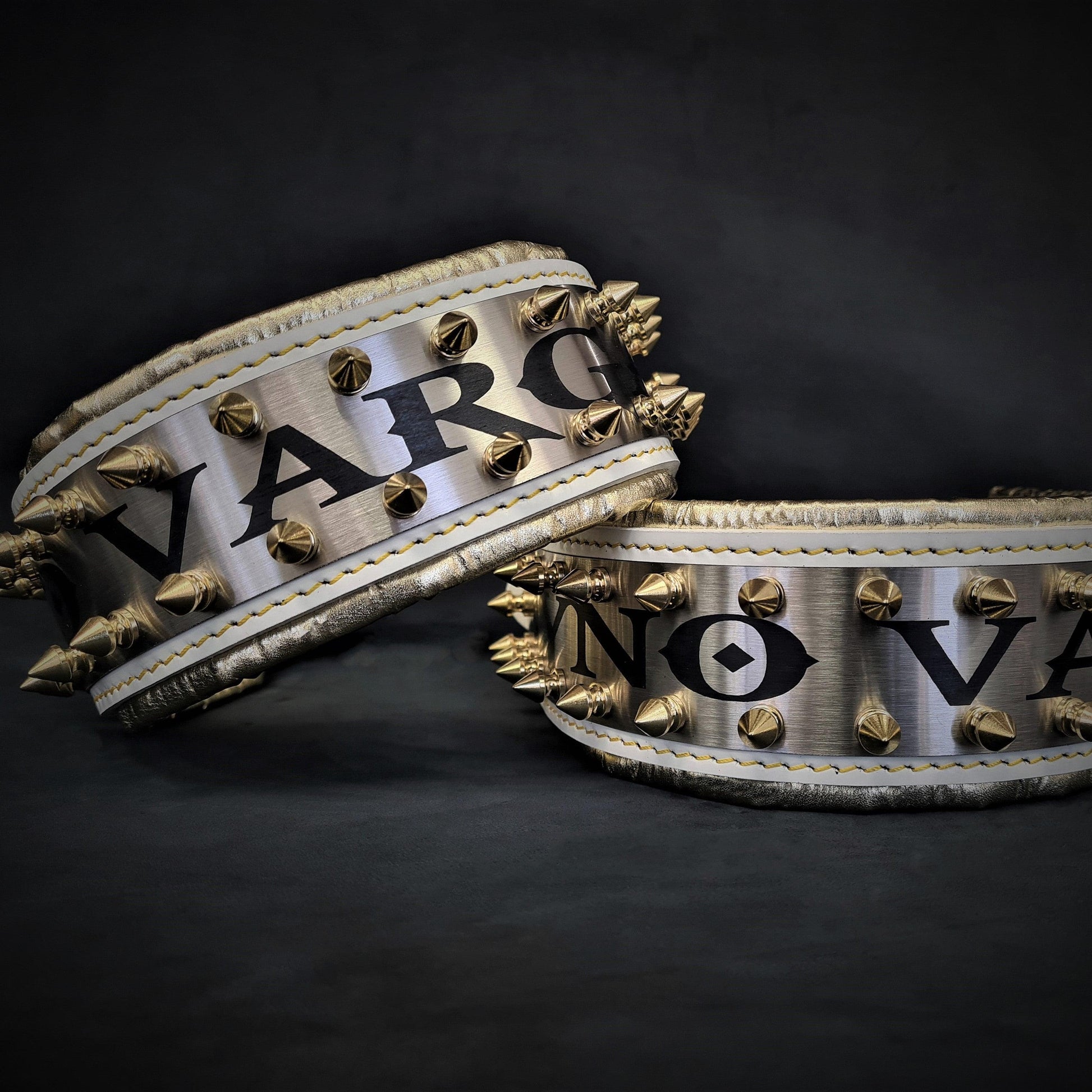 The "Metal" collar White & Gold- personalized! - Tampa Home & Garden Store