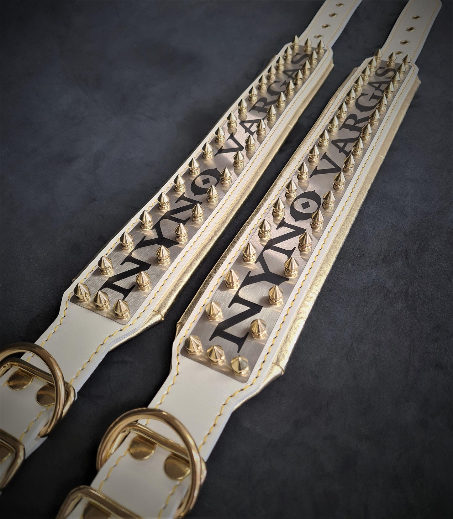 The "Metal" collar White & Gold- personalized! - Tampa Home & Garden Store