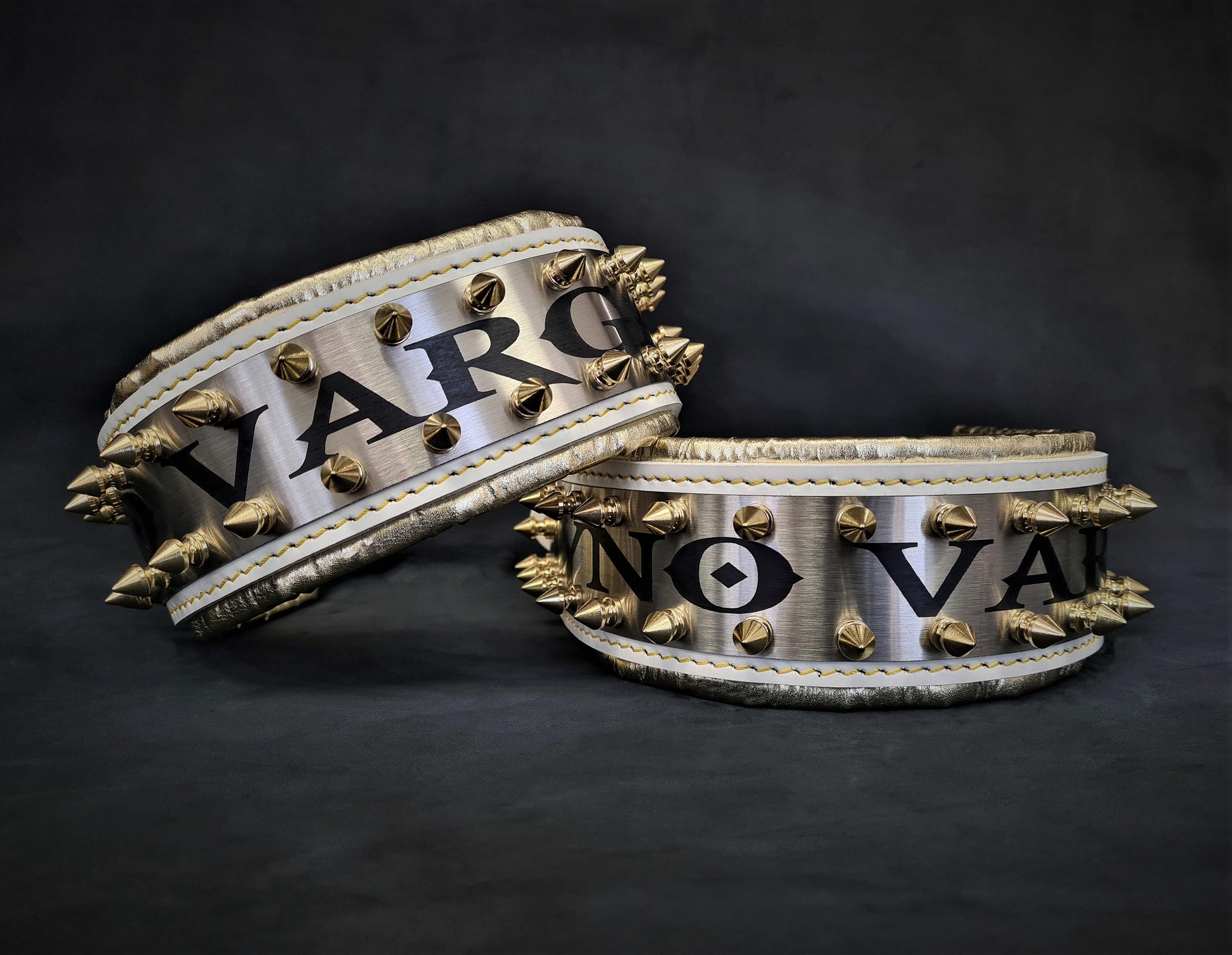 The "Metal" collar White & Gold- personalized! - Tampa Home & Garden Store