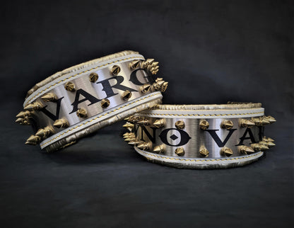 The "Metal" collar White & Gold- personalized! - Tampa Home & Garden Store