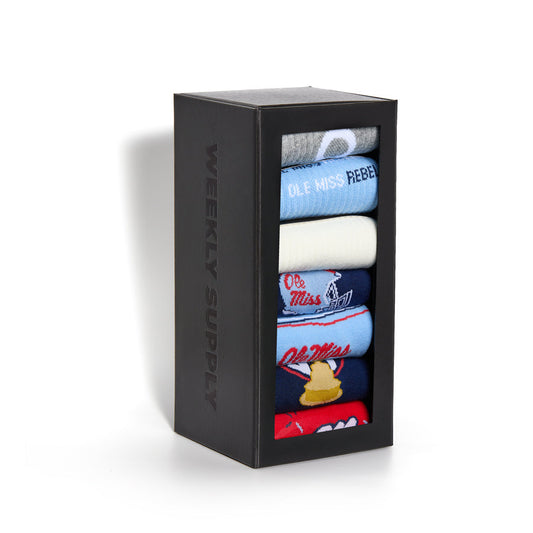 Weekly Sply Hemingway DeadSoxy licensed college socks box set of 6 in blue/white graphics on Tampa Home & Garden Store