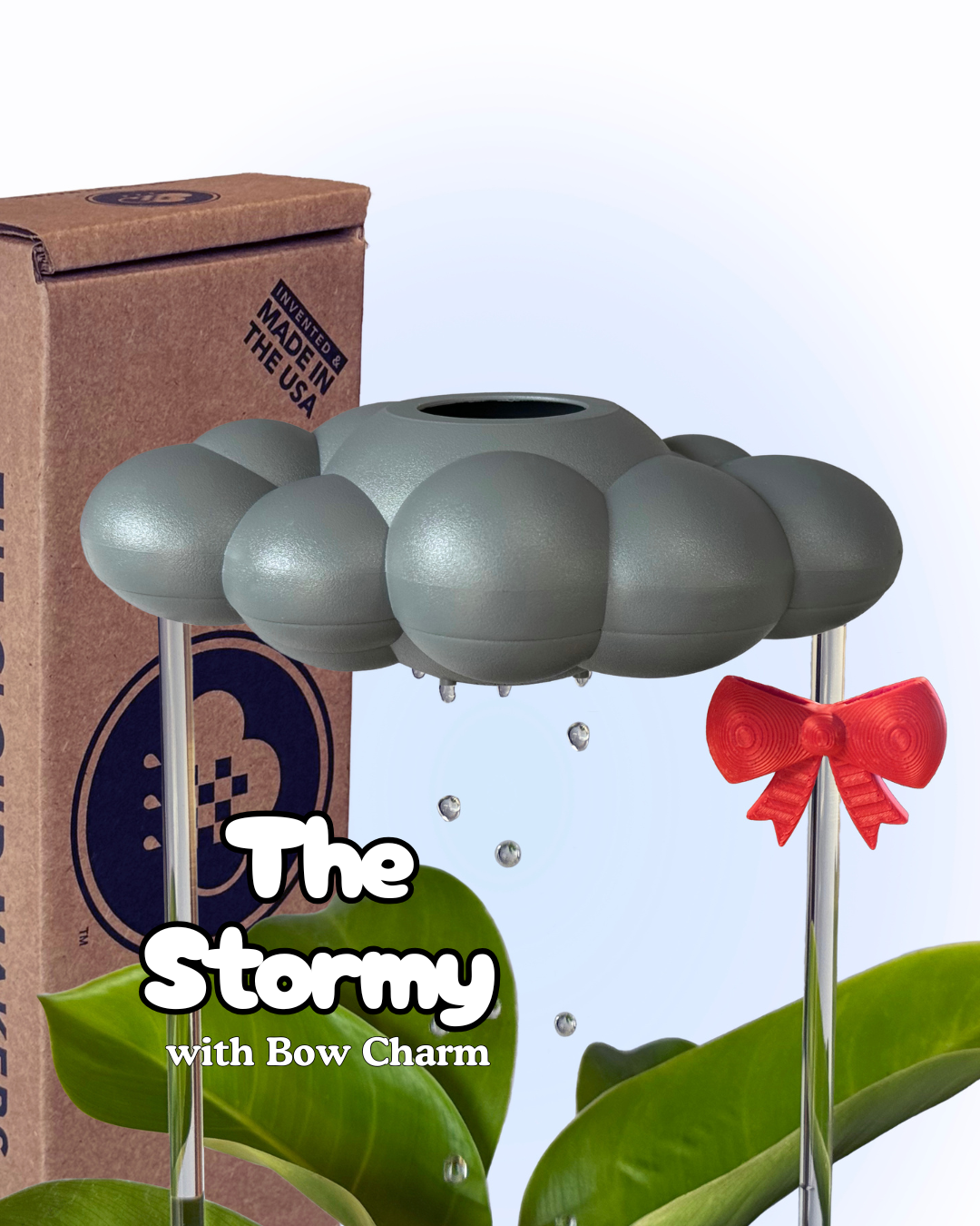 Nube de lluvia goteante y tormentosa con dije de lazo