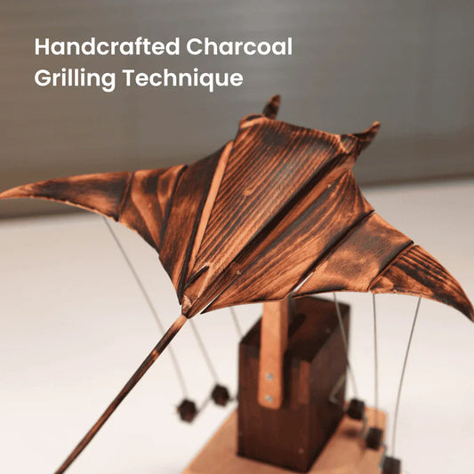 Artisan Wooden Manta Ray Automaton Retro Kinetic Desk Display Sculpture - Tampa Home & Garden Store