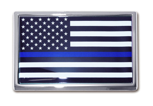 Thin Blue Line American Flag Car Emblem - Tampa Home & Garden Store