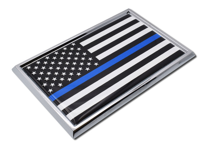 Thin Blue Line American Flag Car Emblem - Tampa Home & Garden Store