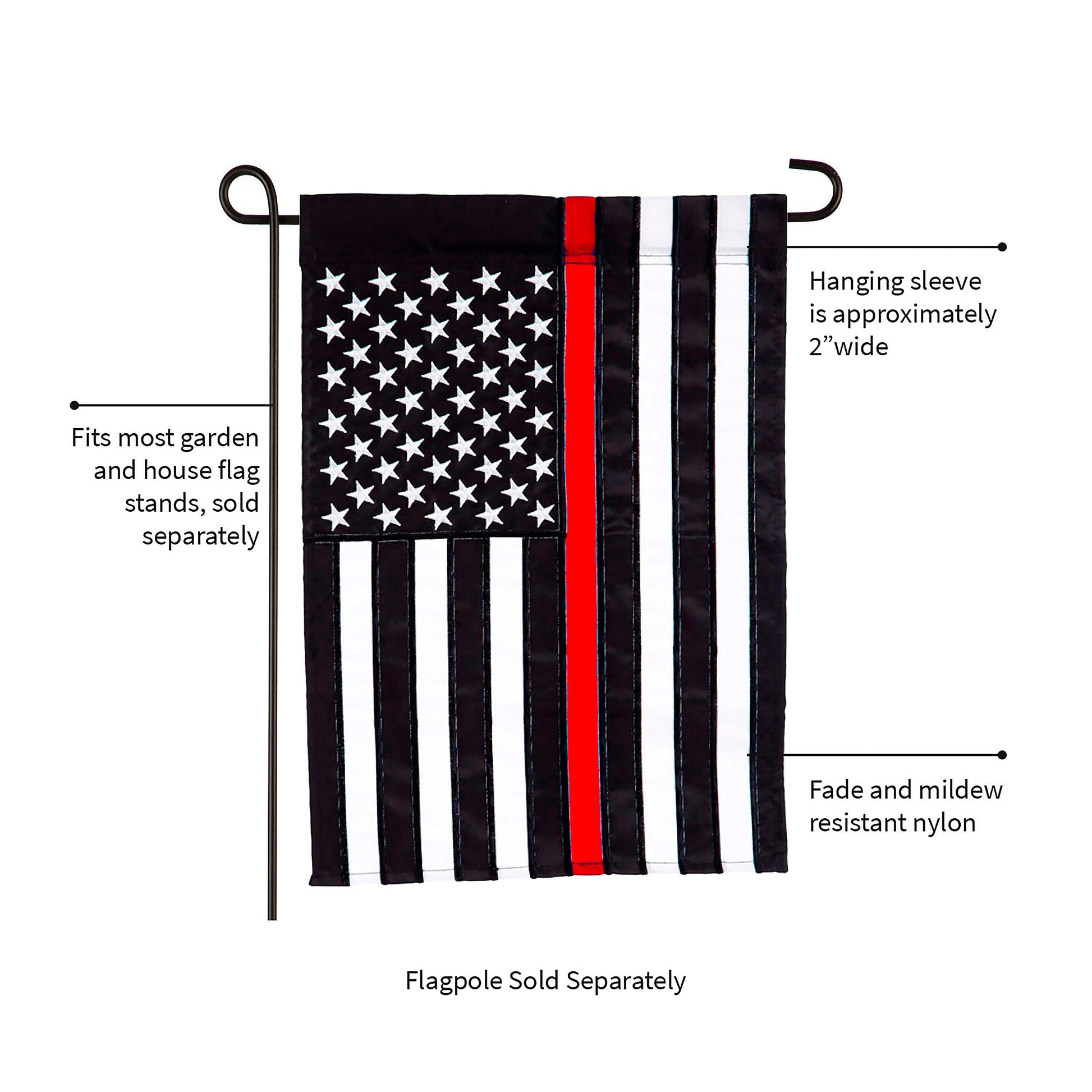 Thin Red Line Garden Applique Flag - Tampa Home & Garden Store