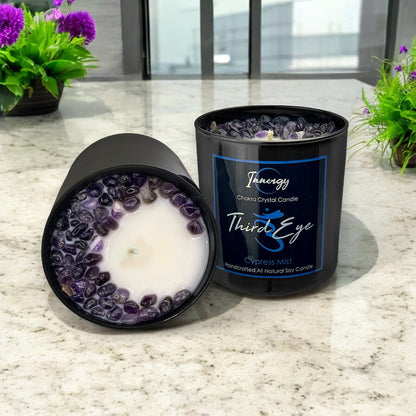 Third-Eye Chakra Crystal Candle with Kyanite | Coconut-Soy Wax Candle, 9oz - Tampa Home & Garden Store