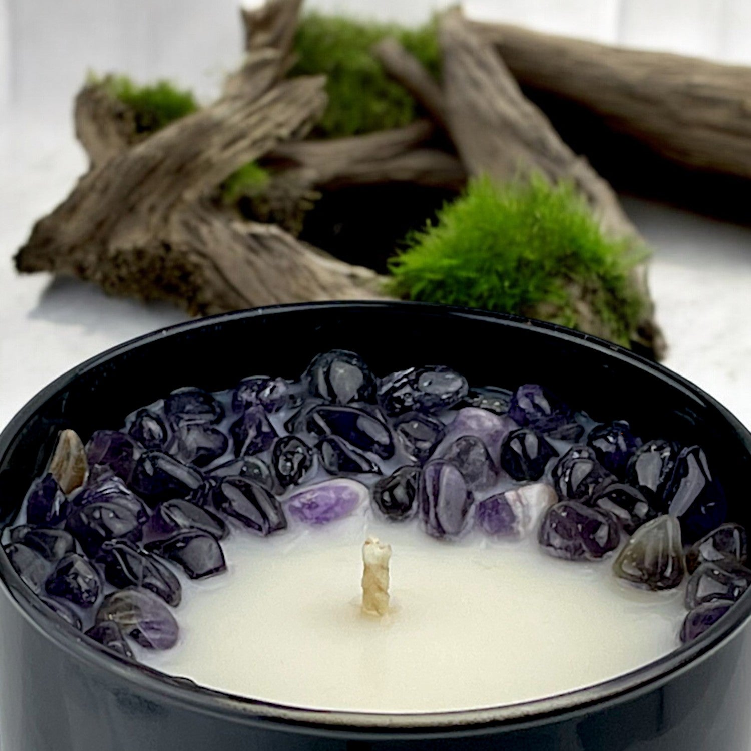 Third-Eye Chakra Crystal Candle with Kyanite | Coconut-Soy Wax Candle, 9oz - Tampa Home & Garden Store