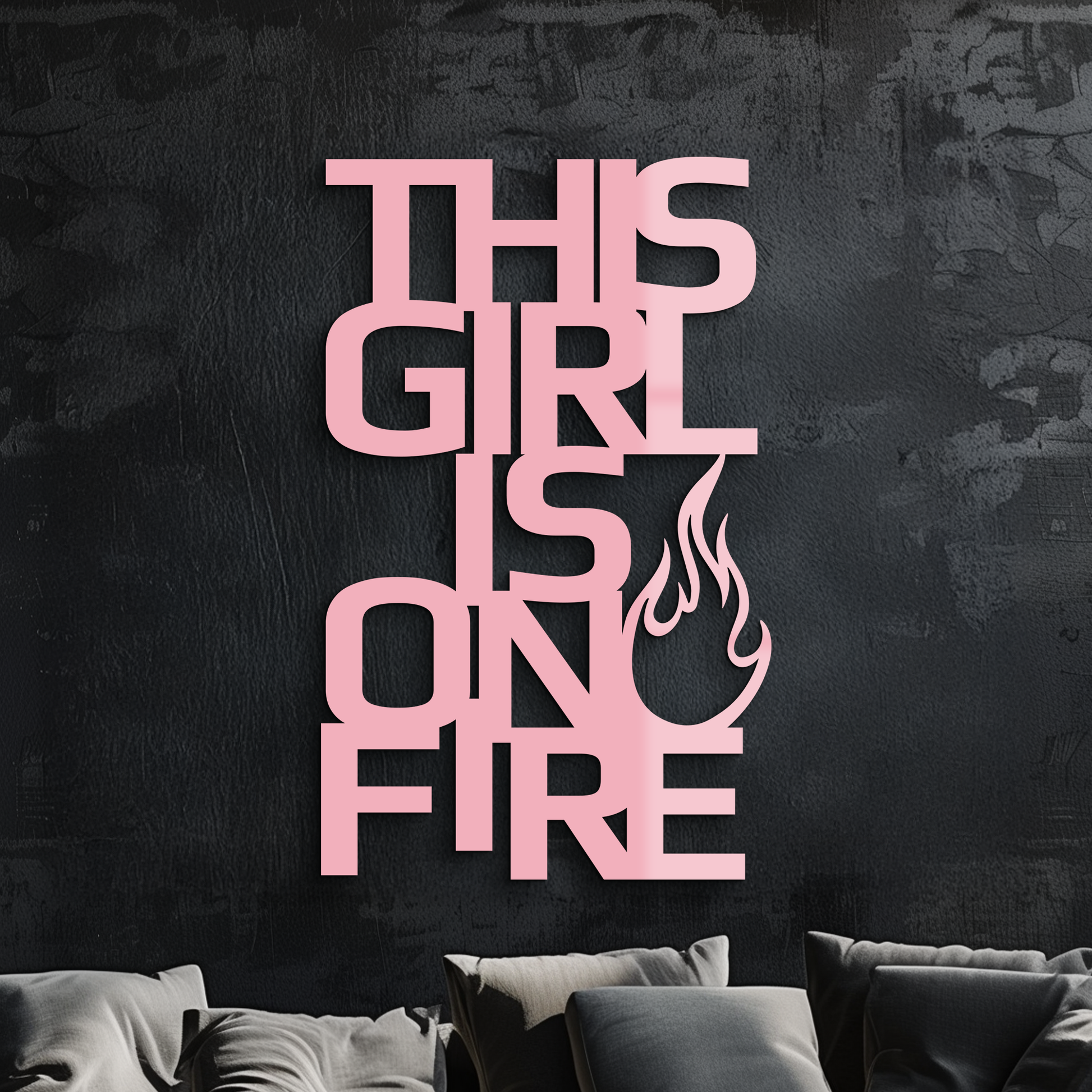 This Girl Is On Fire Metal Wall Art – Bold Flame Typography Design - KAFGP112 - Tampa Home & Garden Store