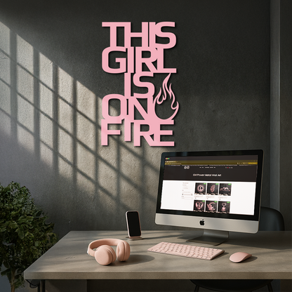 This Girl Is On Fire Metal Wall Art – Bold Flame Typography Design - KAFGP112 - Tampa Home & Garden Store