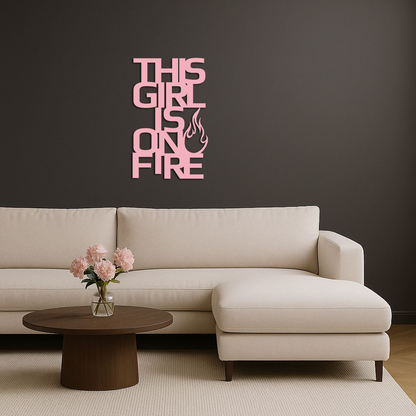 This Girl Is On Fire Metal Wall Art – Bold Flame Typography Design - KAFGP112 - Tampa Home & Garden Store