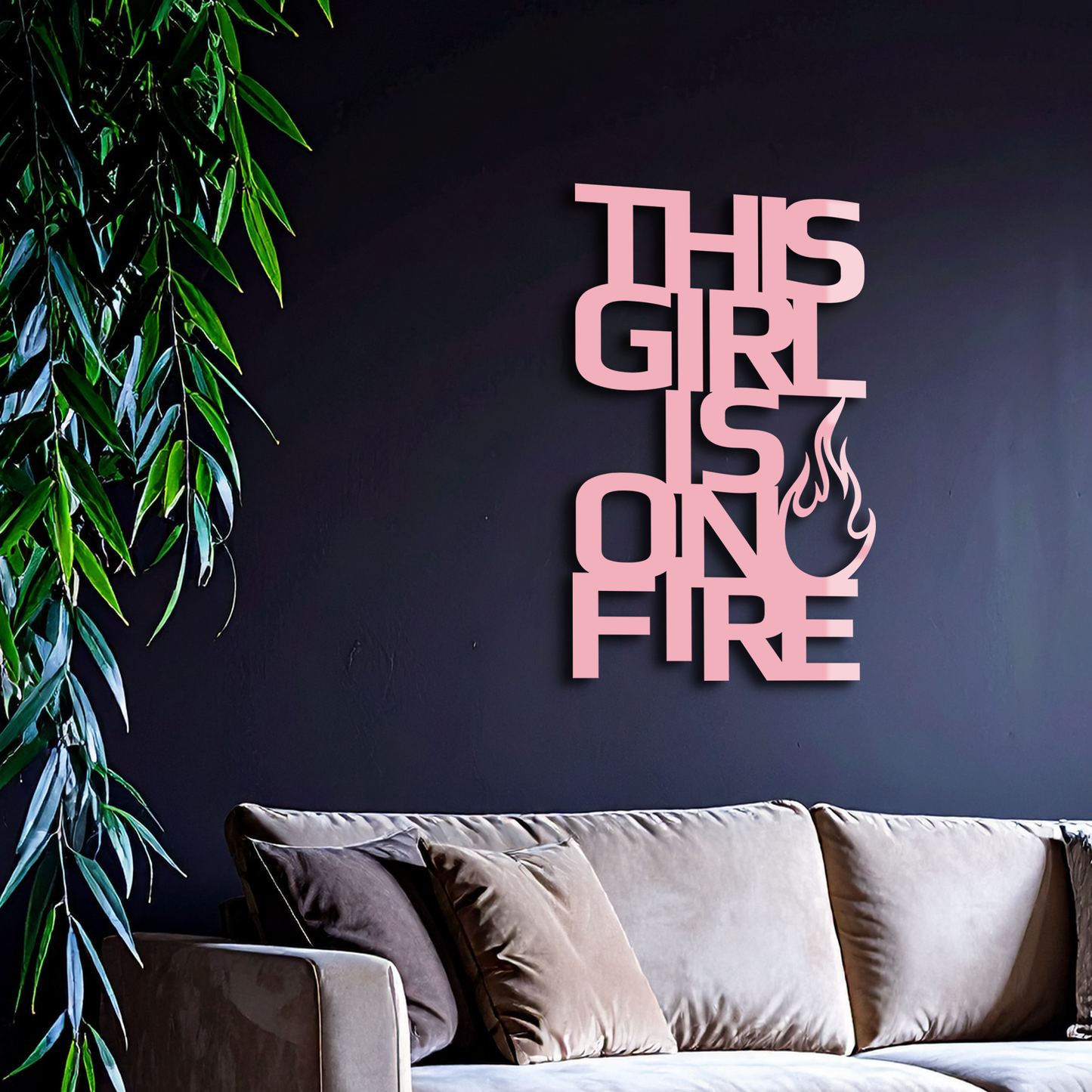 This Girl Is On Fire Metal Wall Art – Bold Flame Typography Design - KAFGP112 - Tampa Home & Garden Store