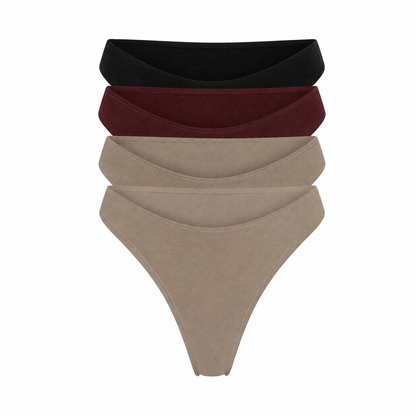 Thong 4-Pack hemp underwear by Net Positive in black burgundy taupe beige on Tampa Home & Garden Store