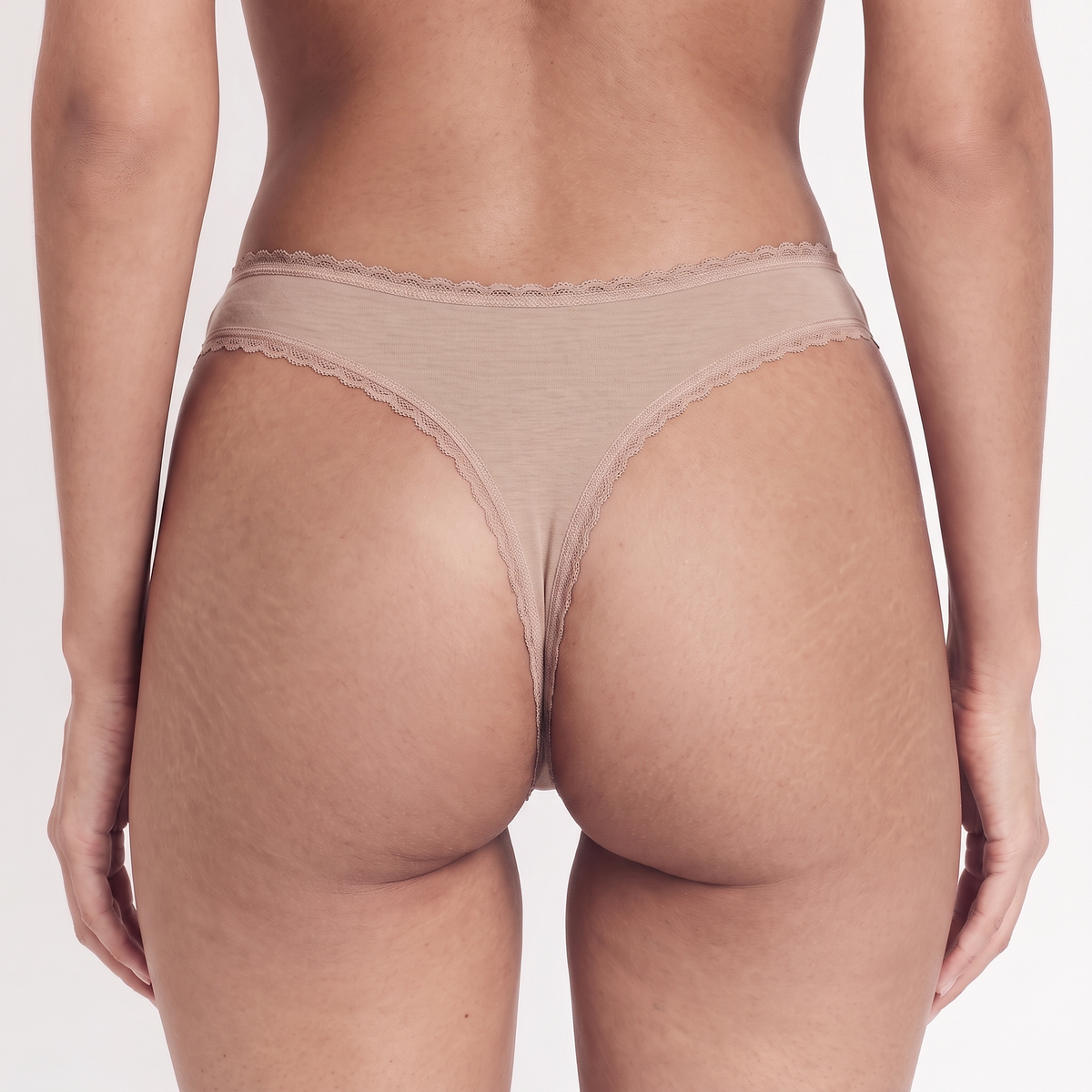 Organic Lace Thong nude beige organic cotton with delicate lace trim Net Positive on Tampa Home & Garden Store