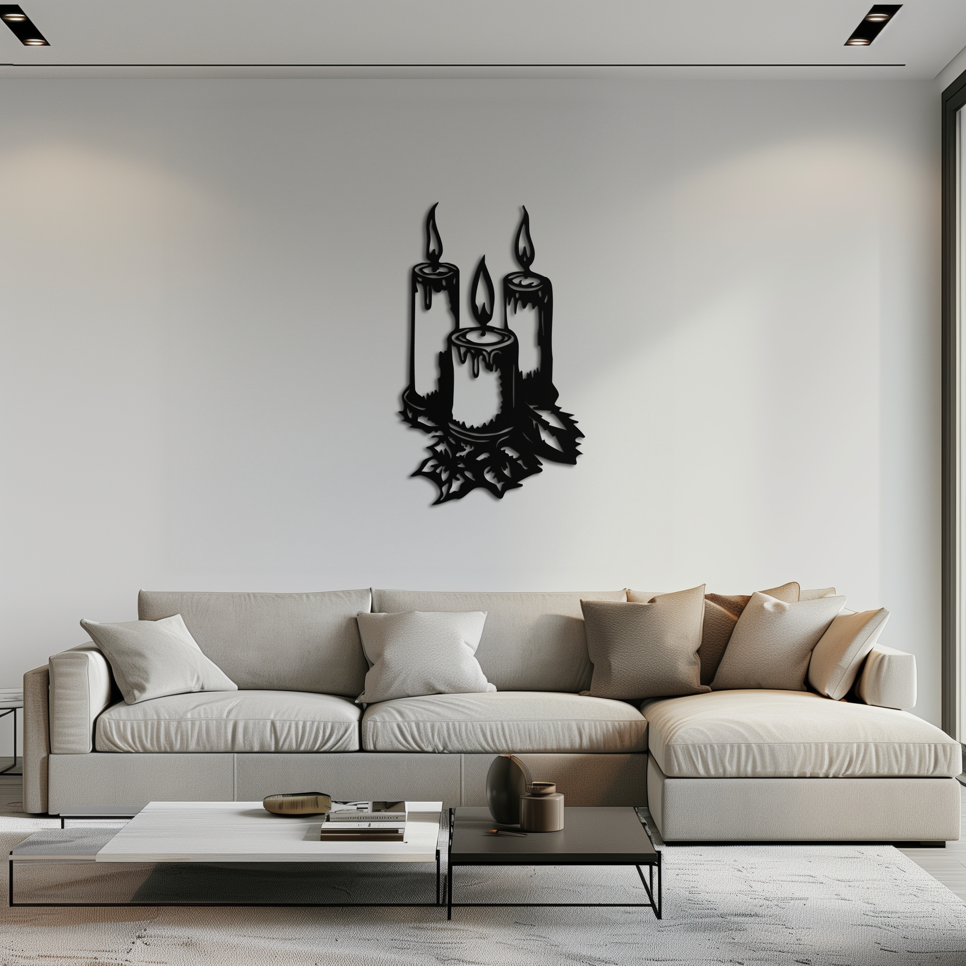 Three Candle Silhouette Metal Wall Art – Elegant Festive Decor for Cozy Interiors- KAF687 - Tampa Home & Garden Store
