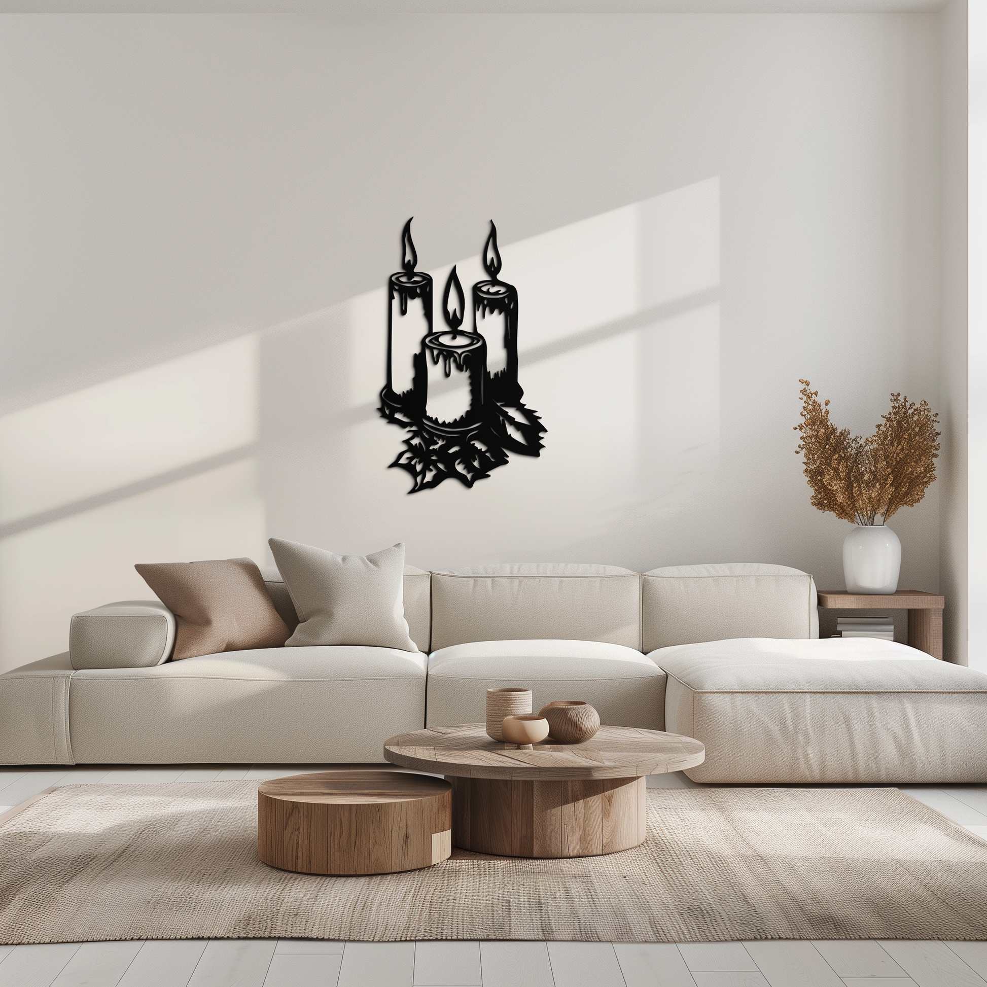 Three Candle Silhouette Metal Wall Art – Elegant Festive Decor for Cozy Interiors- KAF687 - Tampa Home & Garden Store