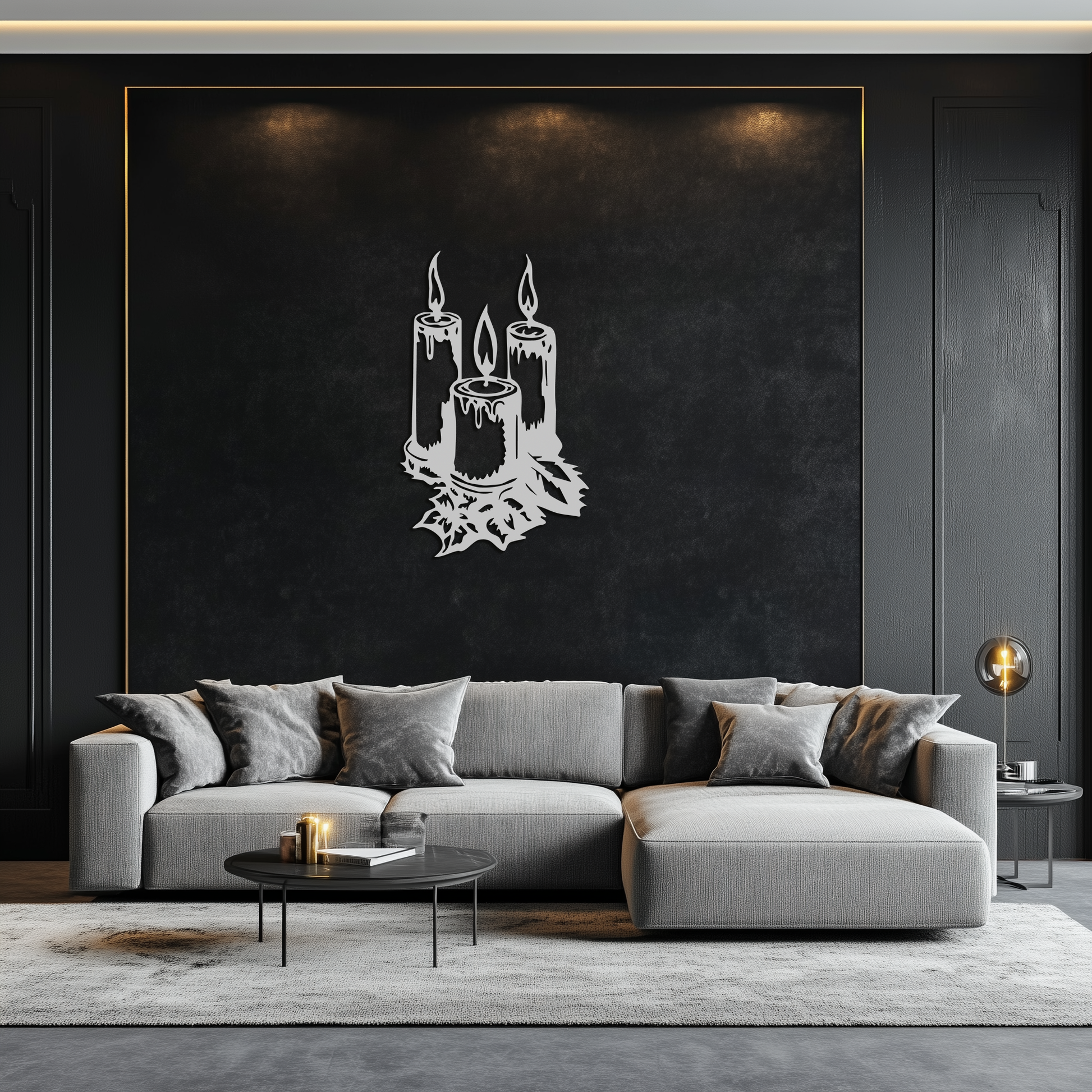 Three Candle Silhouette Metal Wall Art – Elegant Festive Decor for Cozy Interiors- KAF687 - Tampa Home & Garden Store