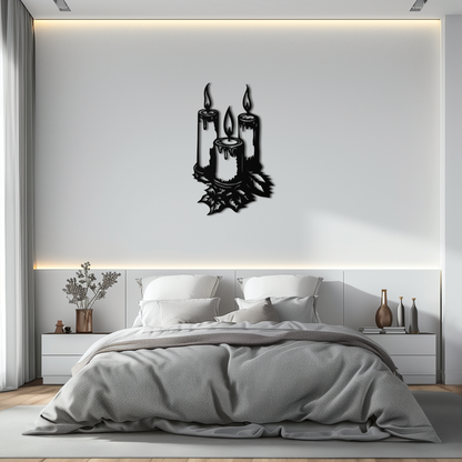 Three Candle Silhouette Metal Wall Art – Elegant Festive Decor for Cozy Interiors- KAF687 - Tampa Home & Garden Store