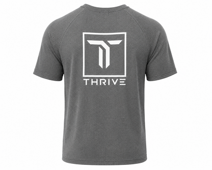 Thrive Elite Athletic Pickleball T Shirt gray with white square logo on back on Tampa Home & Garden Store