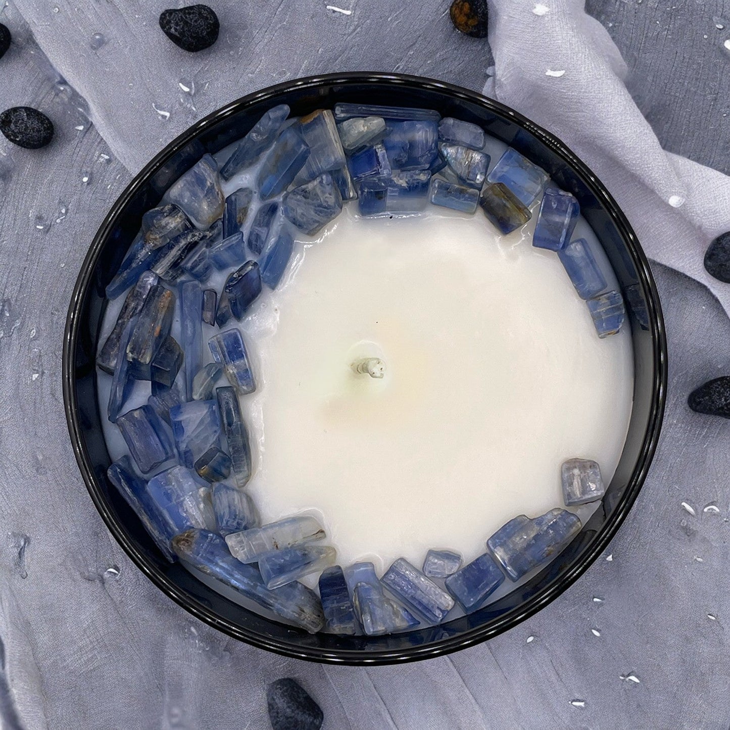 Throat Chakra Crystal Candle with Blue Kyanite | Coconut-Soy Wax Candle, 9oz - Tampa Home & Garden Store