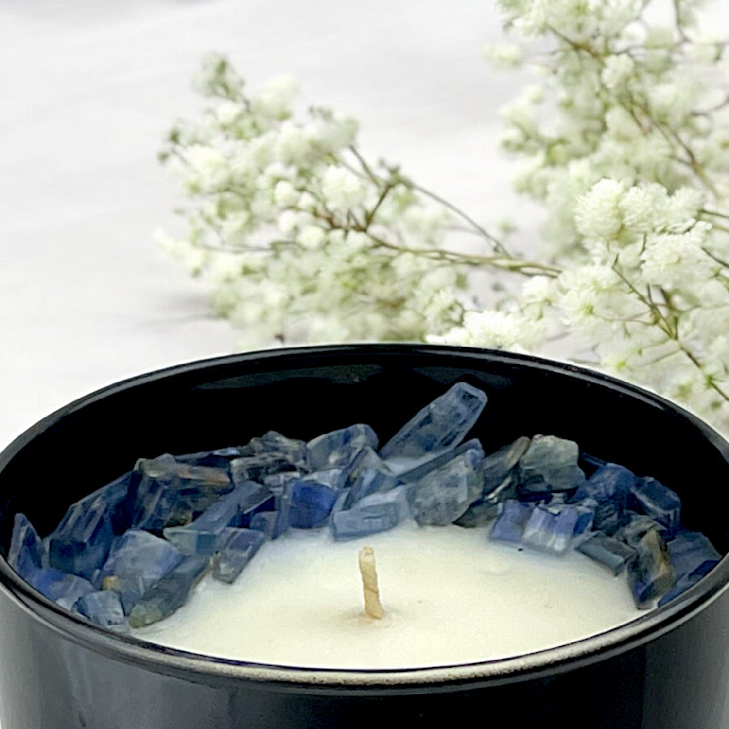 Throat Chakra Crystal Candle with Blue Kyanite | Coconut-Soy Wax Candle, 9oz - Tampa Home & Garden Store