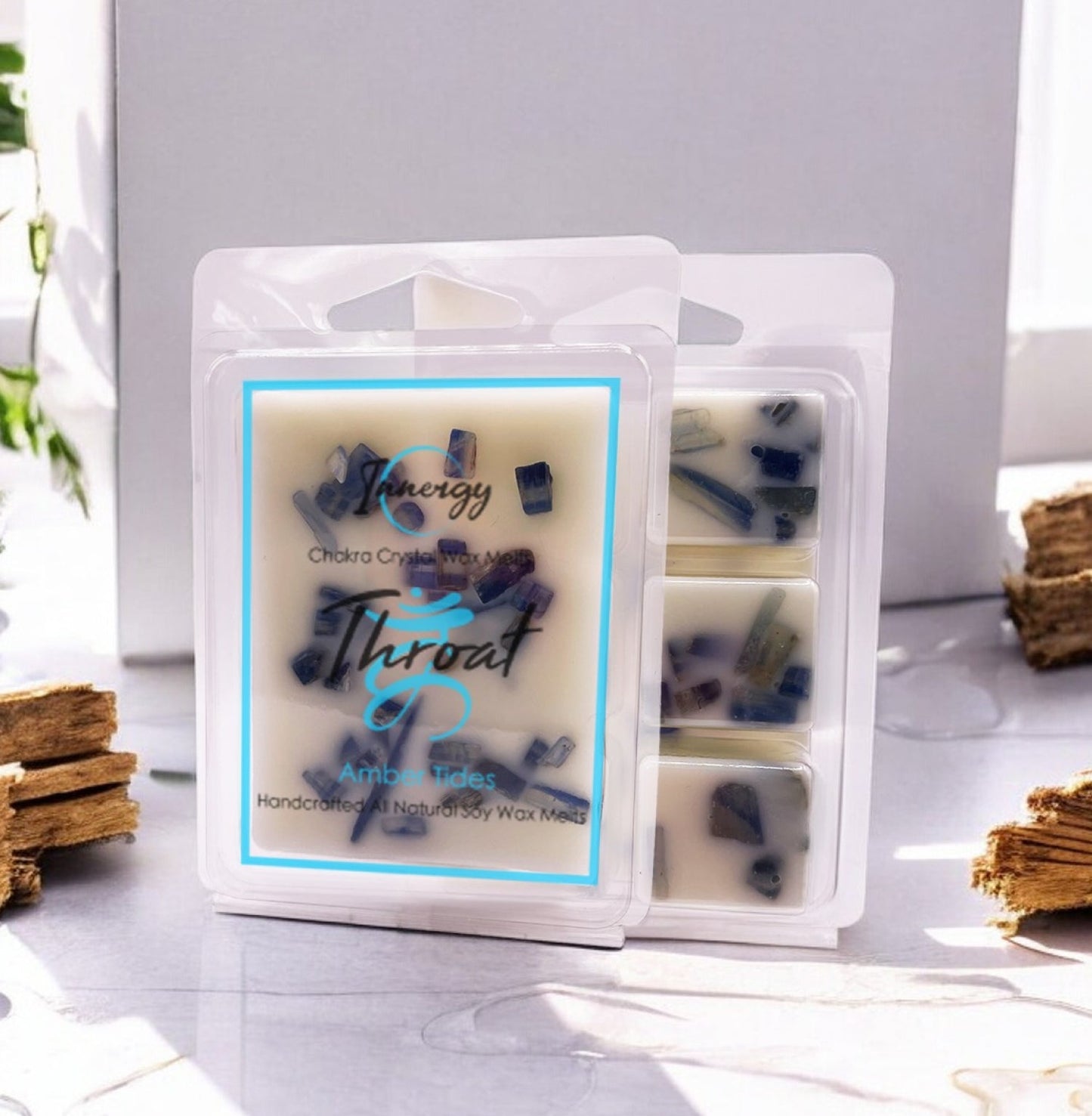 Throat Chakra Crystal-Enhanced Premium Coconut-Soy Wax Melts - Tampa Home & Garden Store