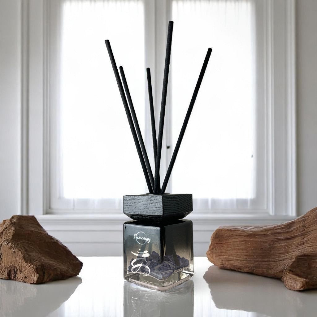 Throat Chakra Crystal-Enhanced Reed Oil Diffuser, Amber Tides Scent, 100ml - Tampa Home & Garden Store