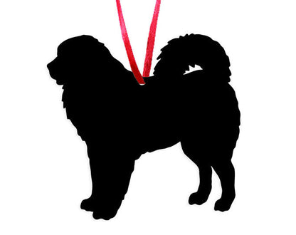 Tibetan Mastiff Plant Stake silhouette in black with red cord by Rustica Ornamentals on Tampa Home & Garden Store