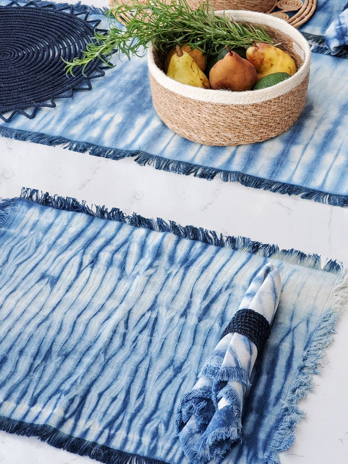 Tie Dye Cotton Placemat - Indigo Blue (Set of 4) - Tampa Home & Garden Store