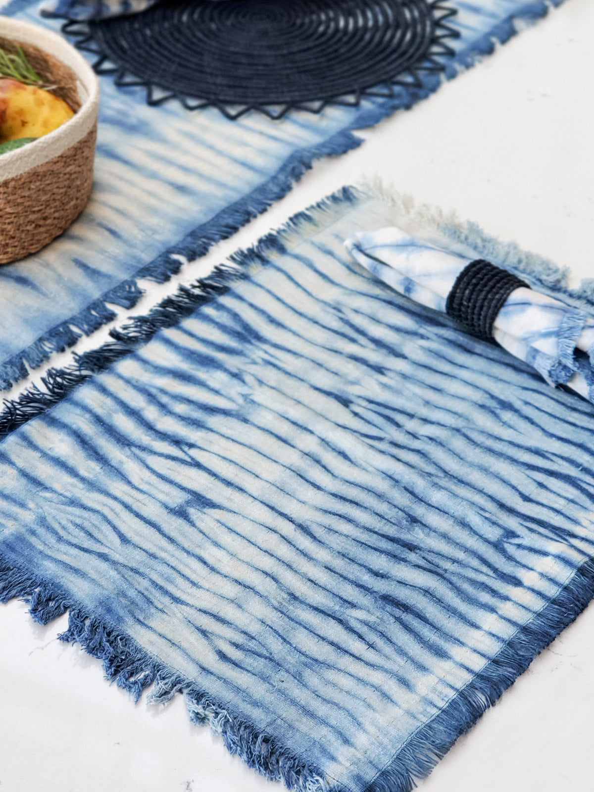 Tie Dye Cotton Placemat - Indigo Blue (Set of 4) - Tampa Home & Garden Store
