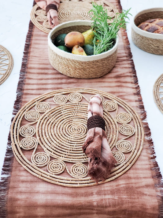 Tie Dye Cotton Table Runner - Brown - Tampa Home & Garden Store