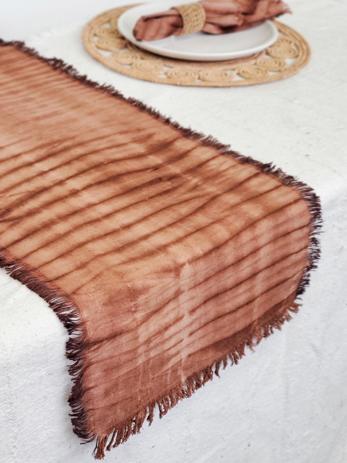 Tie Dye Cotton Table Runner - Brown - Tampa Home & Garden Store