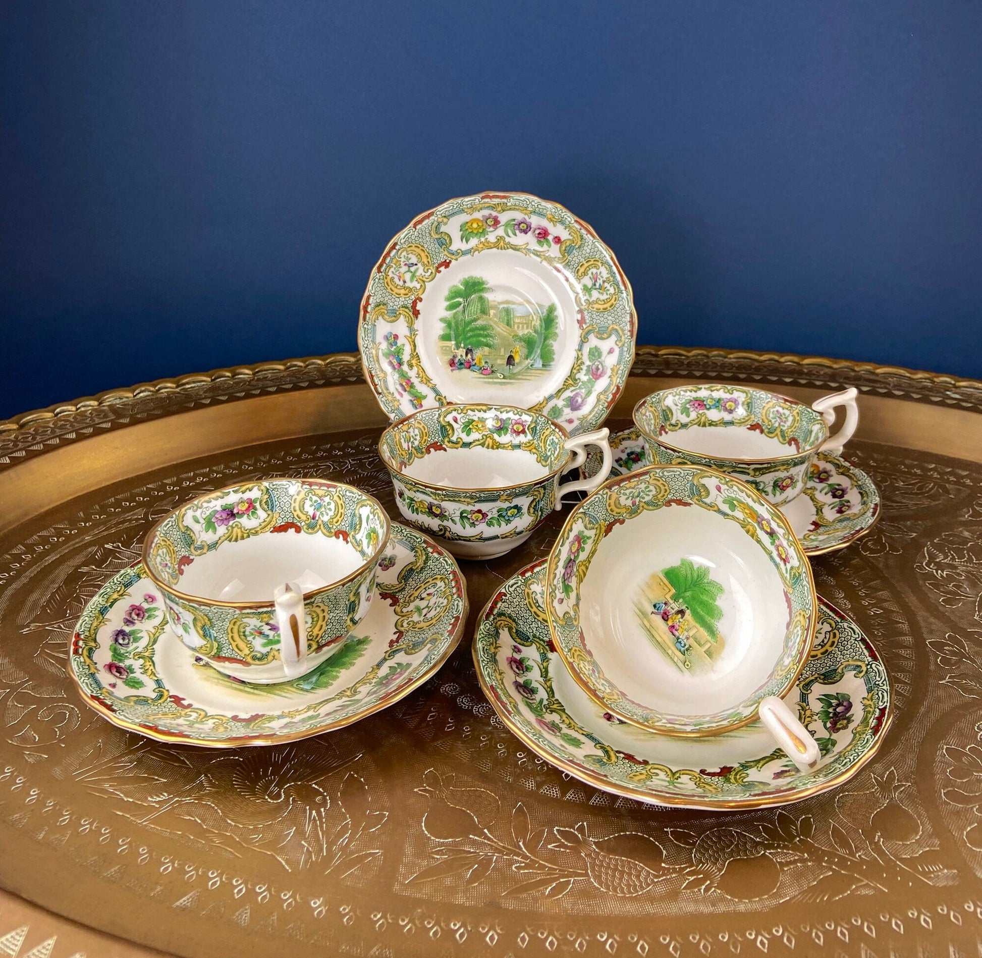 Tiffany and Co. Tea or Coffee Set. Chinoiserie or Asian Hand Painted Motif. Set of 4 - Tampa Home & Garden Store