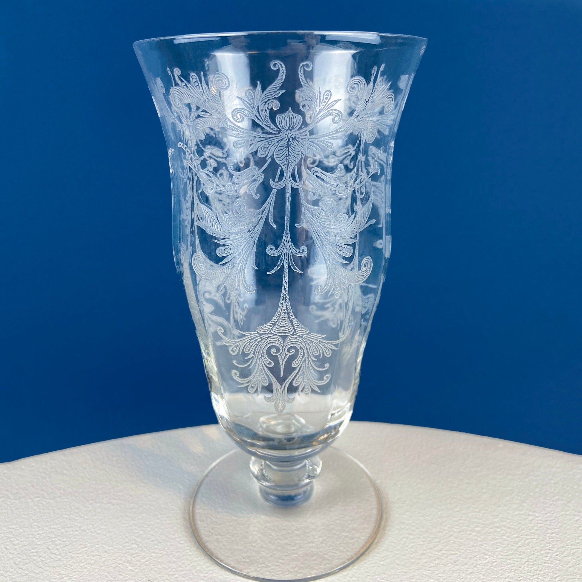 Tiffin Franciscan Water or Juice Glasses. Set of Five Byzantine Etched Stemware. Floral Motif. Fine Dining. Collectible Stemware. - Tampa Home & Garden Store