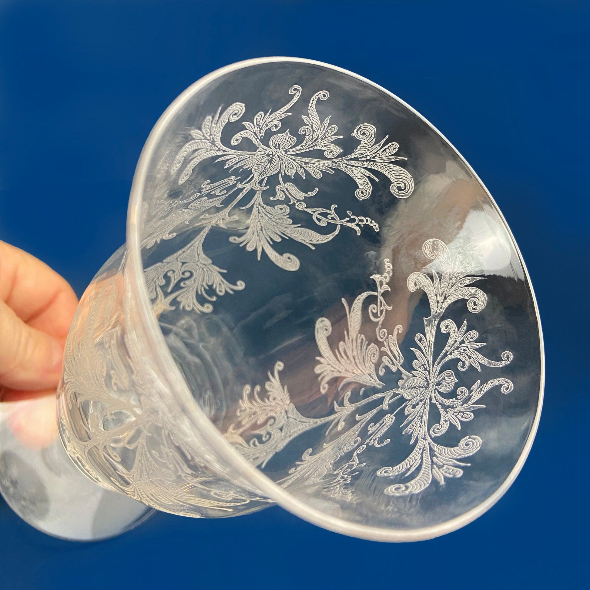 Tiffin Franciscan Water or Juice Glasses. Set of Five Byzantine Etched Stemware. Floral Motif. Fine Dining. Collectible Stemware. - Tampa Home & Garden Store