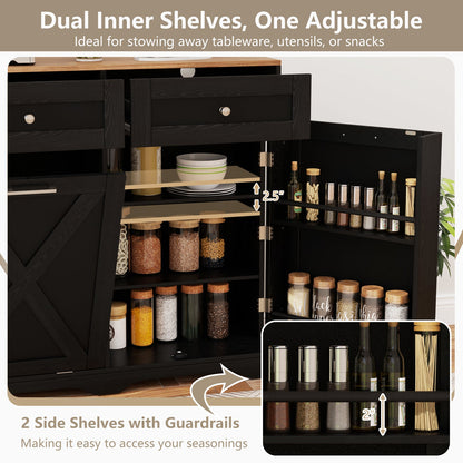 Cubo de Basura Inclinable con Enchufes y Estante Ajustable - Negro
