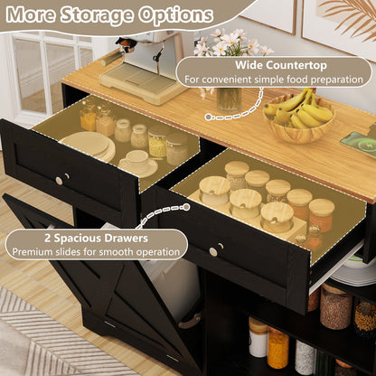 Cubo de Basura Inclinable con Enchufes y Estante Ajustable - Negro