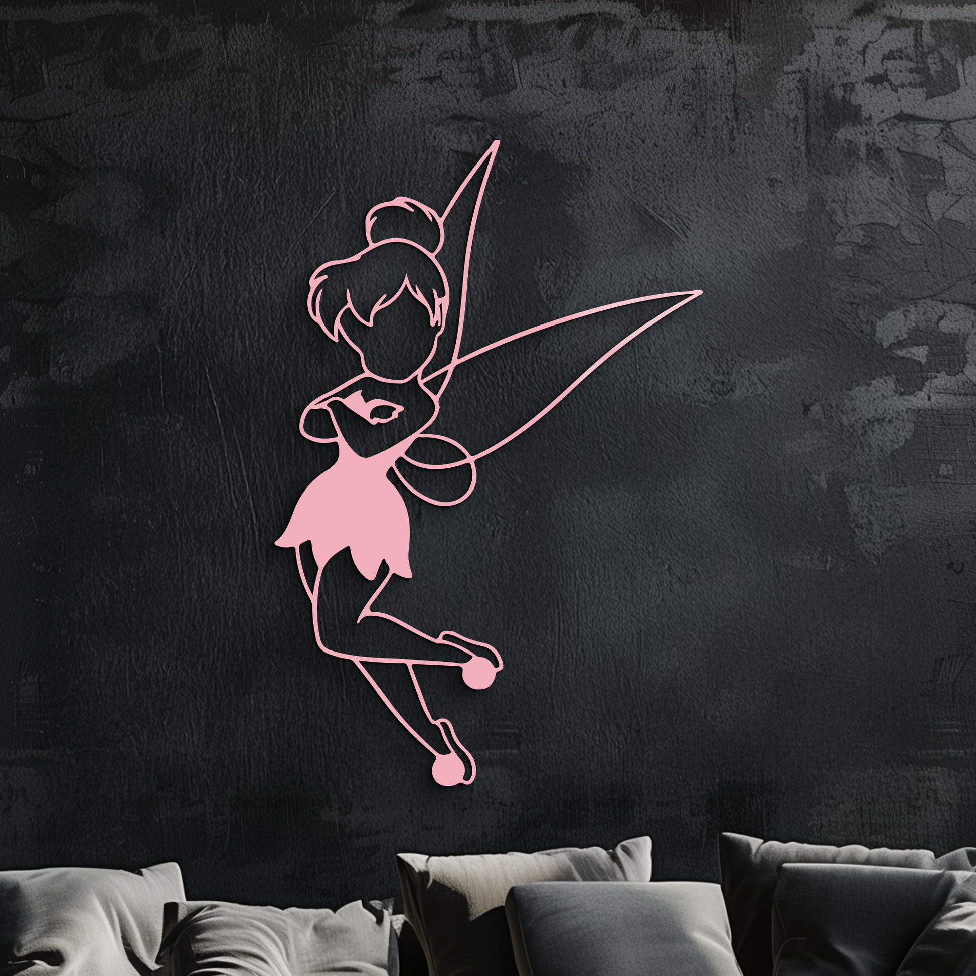 Tinkerbell Fairy Silhouette Metal Wall Art – Whimsical Fantasy Decor - KAFGP072 - Tampa Home & Garden Store