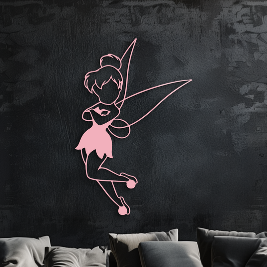 Tinkerbell Fairy Silhouette Metal Wall Art – Whimsical Fantasy Decor - KAFGP072 - Tampa Home & Garden Store