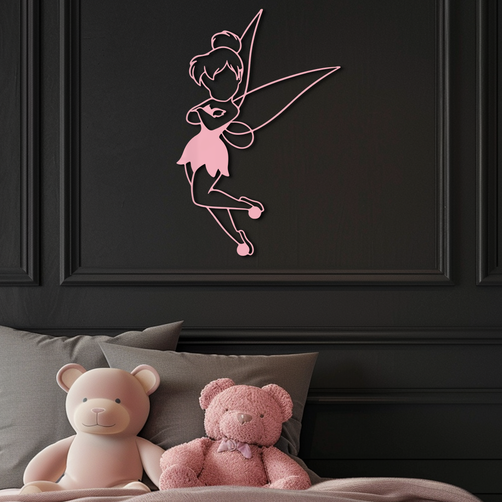 Tinkerbell Fairy Silhouette Metal Wall Art – Whimsical Fantasy Decor - KAFGP072 - Tampa Home & Garden Store