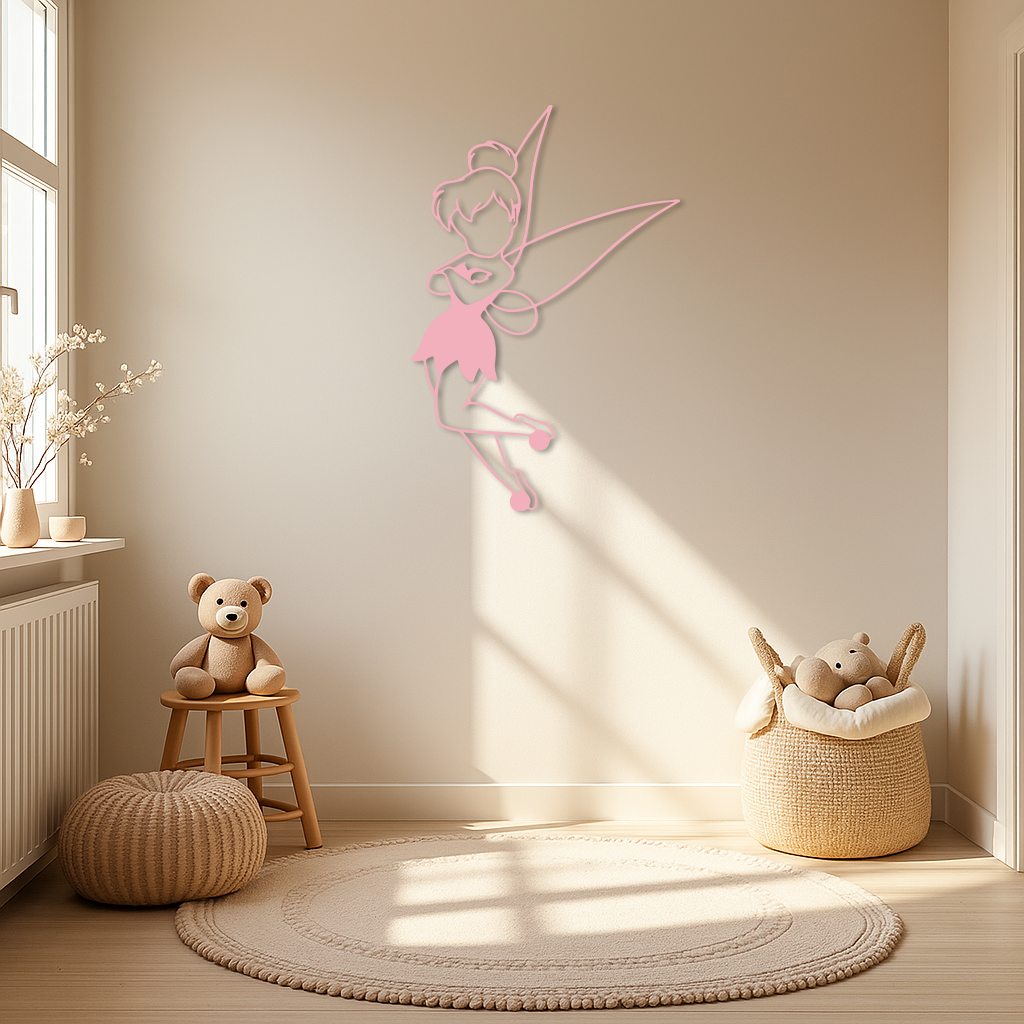 Tinkerbell Fairy Silhouette Metal Wall Art – Whimsical Fantasy Decor - KAFGP072 - Tampa Home & Garden Store