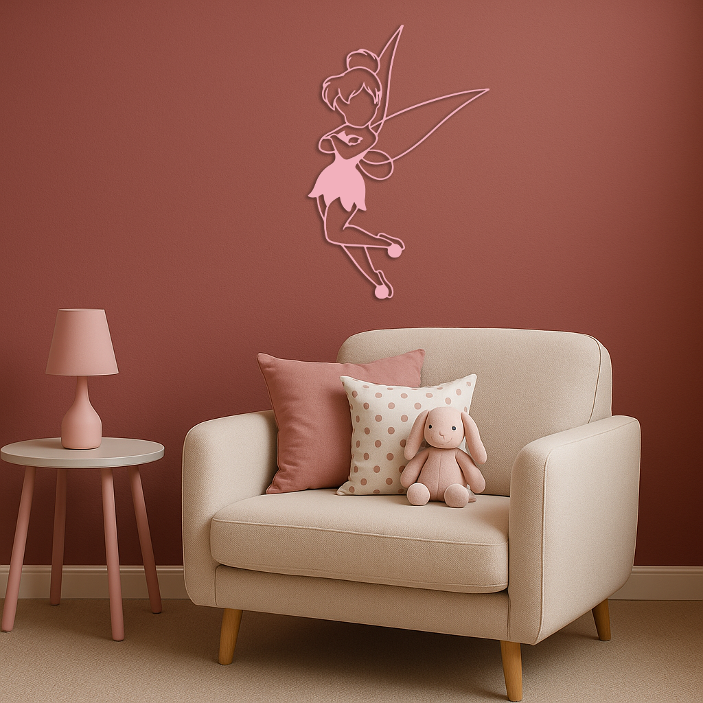 Tinkerbell Fairy Silhouette Metal Wall Art – Whimsical Fantasy Decor - KAFGP072 - Tampa Home & Garden Store