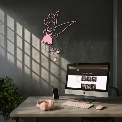 Tinkerbell Fairy Silhouette Metal Wall Art – Whimsical Fantasy Decor - KAFGP072 - Tampa Home & Garden Store