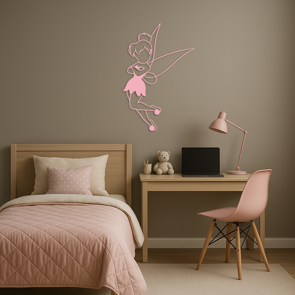 Tinkerbell Fairy Silhouette Metal Wall Art – Whimsical Fantasy Decor - KAFGP072 - Tampa Home & Garden Store